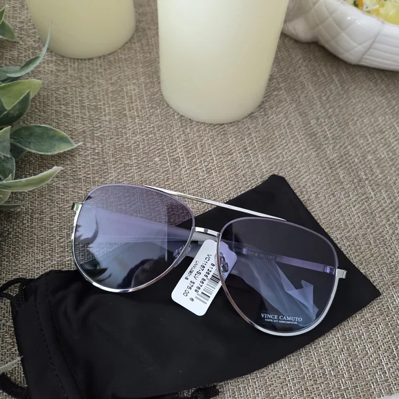 Vince Camuto Silver and Purple Aviator Sunglasses - Picture 1 of 5